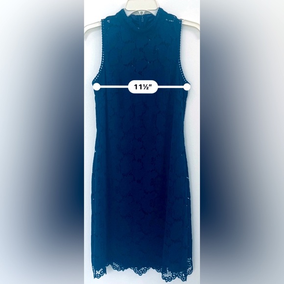 Laundry By Design Size 4 Blue Lace Overlay Mock High Neck Dress Sleeveless NWOT - Picture 4 of 8